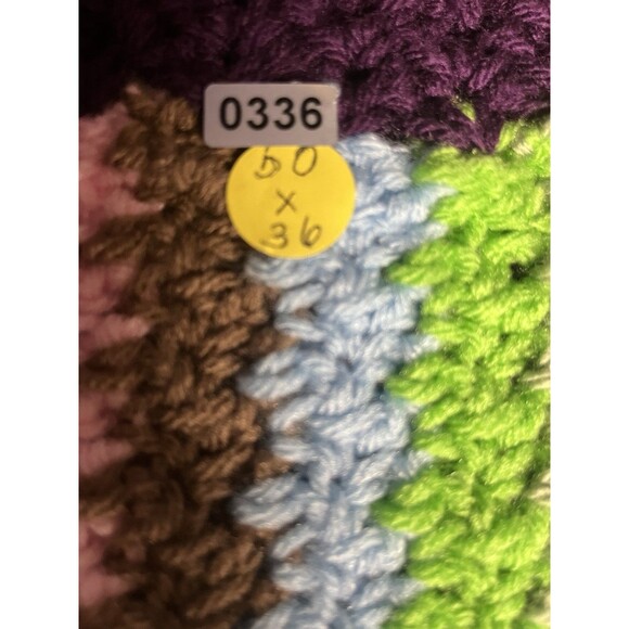 Vintage Handmade Crochet Afghan Striped Blanket 50" X 36” Retro Grannycore - Picture 3 of 3